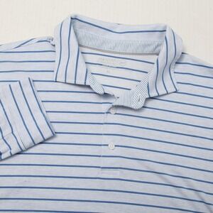 Jim Nantz By Vineyard Vines Polo Shirt Mens XL Blue Stripe Long Sleeve Golf